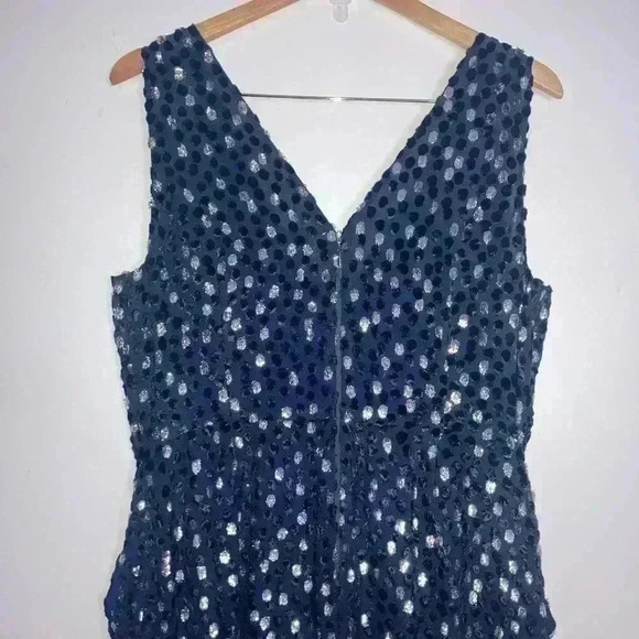 NEW KATE SPADE NEW YORK Silk Blend Navy Burnout Velvet Sleeveless Jumpsuit - Picture 9 of 15